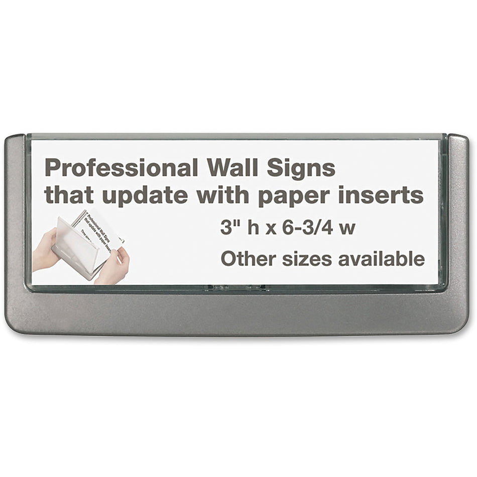 DURABLE Click Sign - 6.8" Width x 3" Height x 0.6" Depth - Rectangular Shape - Wall Mountable, Door-mountable - Indoor - Plastic - Graphite - 1 Each