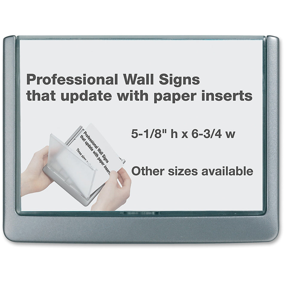 DURABLE Click Sign - 6.8" Width x 5.1" Height x 0.6" Depth - Rectangular Shape - Wall Mountable, Door-mountable - Indoor - Plastic - Graphite - 1 Each