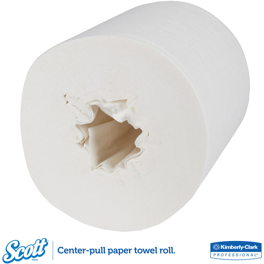 Scott Essential Roll Center Pull Towels with Fast-Drying Absorbency Pockets - 1 Ply - 8" Width x 12" Length - 700 Sheets/Roll - White - Paper - 6 / Carton