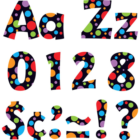 Trend Ready Letter Neon Dots - 83 x Lowercase Letters, 20 x Numbers, 36 x Punctuation Marks, 59 x Uppercase Letters, 18 x Spanish Accent Mark Shape - Pin-up - 4" Height x 8" Length - Assorted - 1 Pack