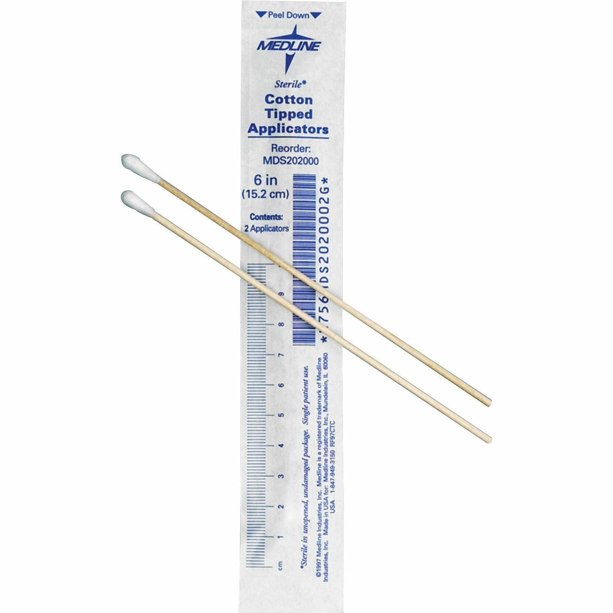 Medline Sterile Cotton-Tipped Applicators - 6" Length - White - 200 / Box