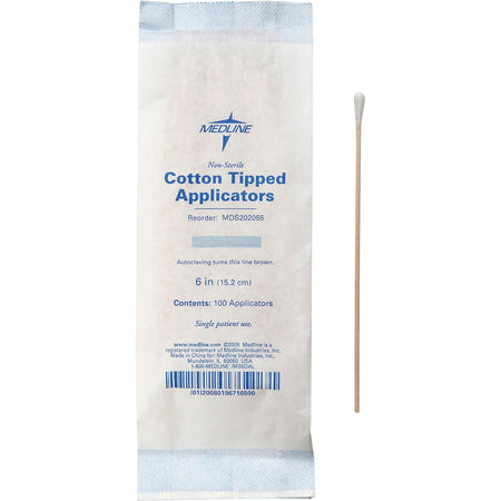 Medline Nonsterile Cotton-Tip Applicators - 6" Length - White - 1000 / Box