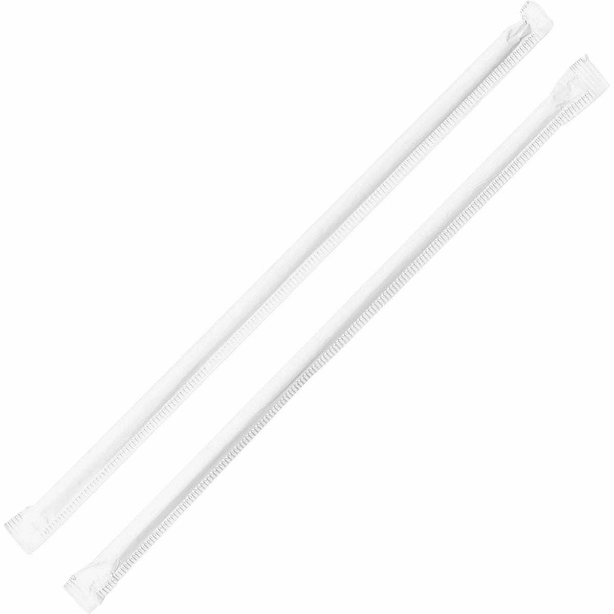 Genuine Joe Jumbo Translucent Straight Straws - 7.8" Length - Clear - 500 / Box