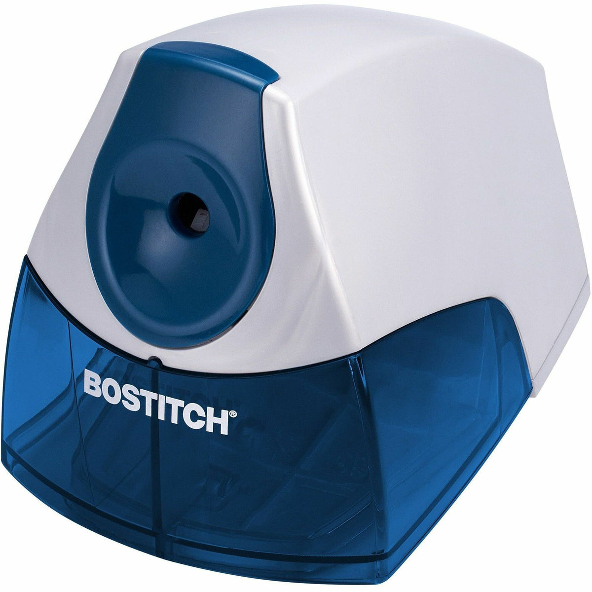 Bostitch Personal Electric Pencil Sharpener - Desktop - 1 Hole(s) - Helical - 4.3" Height x 4" Width - Blue, Silver - 1 Each
