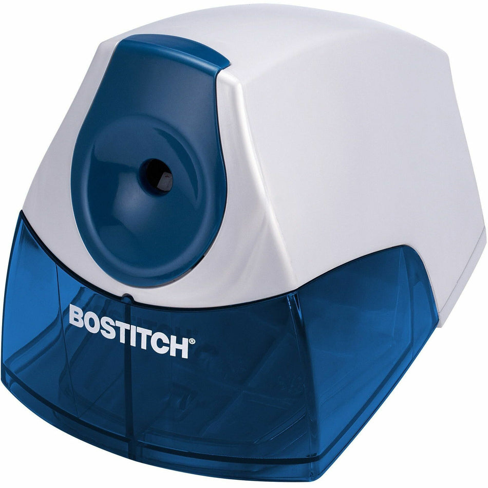 Bostitch Personal Electric Pencil Sharpener - Desktop - 1 Hole(s) - Helical - 4.3" Height x 4" Width - Blue, Silver - 1 Each