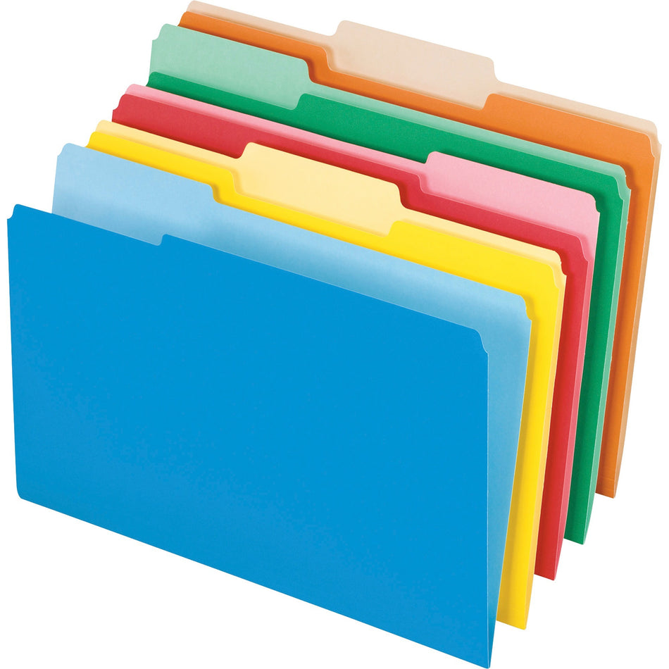 Pendaflex 1/3 Tab Cut Legal Recycled Top Tab File Folder - 8 1/2" x 14" - Assorted - Acid-free - 10% Recycled - 100 / Box