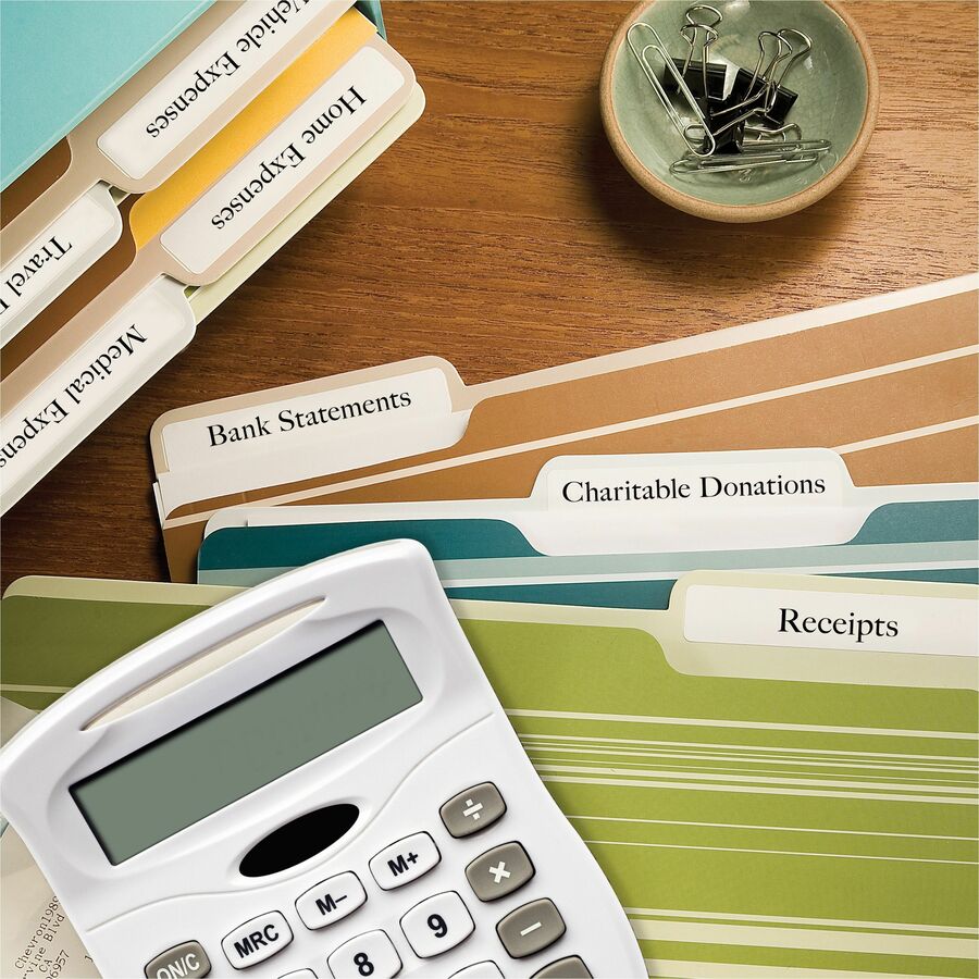 Avery®  TrueBlock File Folder Labels - 21/32" Width x 3 7/16" Length - Permanent Adhesive - Rectangle - Inkjet, Laser - Matte White - Matte - Paper - 30 / Sheet - 30 Total Sheets - 1800 Total Label(s) - 60 / Box