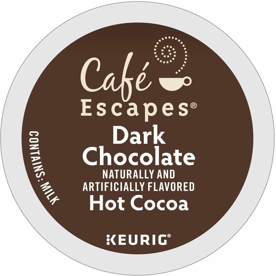 Café Escapes® K-Cup, Pod Dark Chocolate Hot Cocoa, Keurig Single-Serve K-Cup Pods, 24 Count - Dark - K-Cup, Pod - Dark Chocolate, Hot Cocoa - Kosher - 24 / Pack