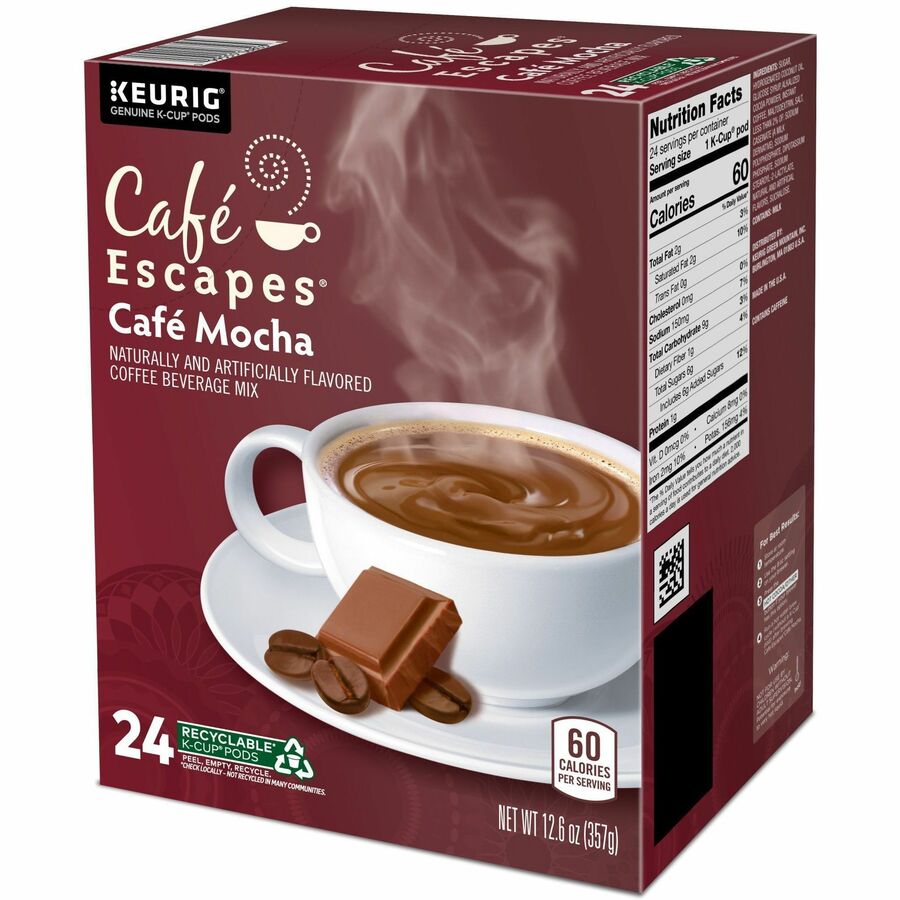 Caf&eacute; Escapes® K-Cup, Pod Caf&eacute; Mocha Keurig Single-Serve K-Cup Pods, 24 Count - Compatible with Keurig Brewer - Regular - 0.5 oz - K-Cup, Pod - 24 / Pack