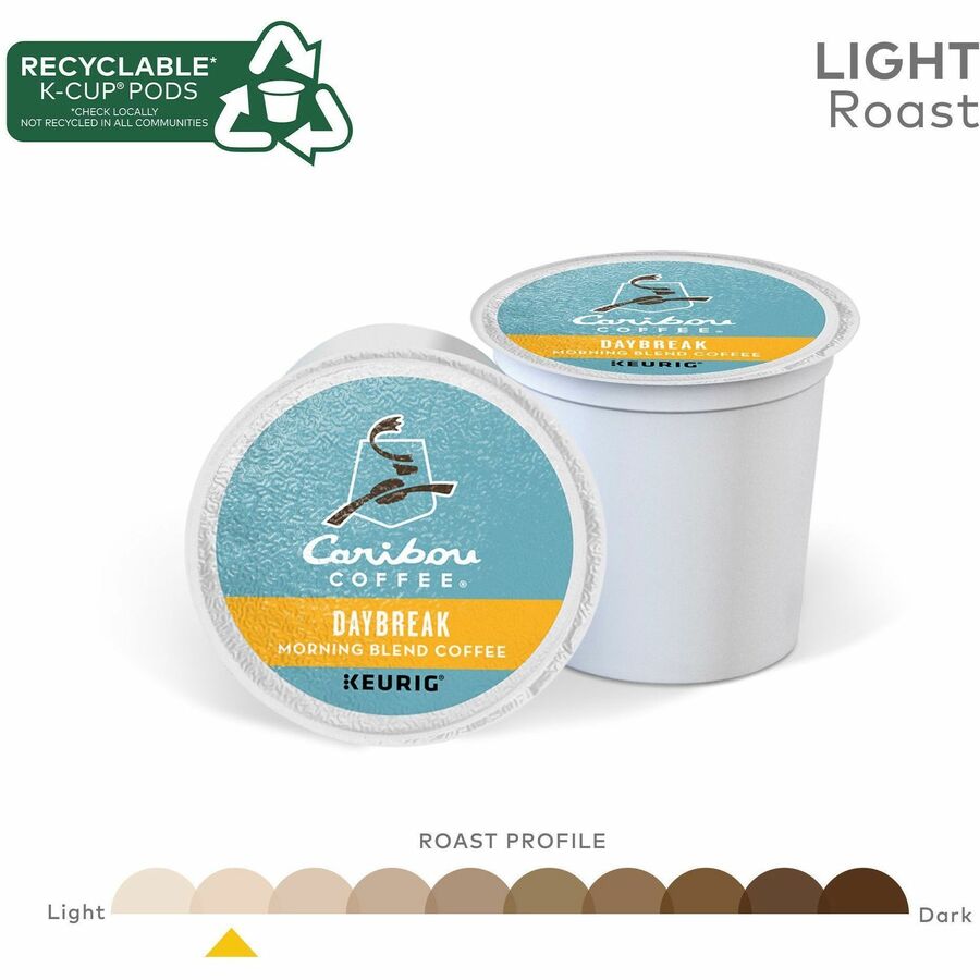Caribou Coffee® K-Cup Daybreak Coffee - Compatible with Keurig Brewer - Regular - Light/Mild - K-Cup - 24 / Box