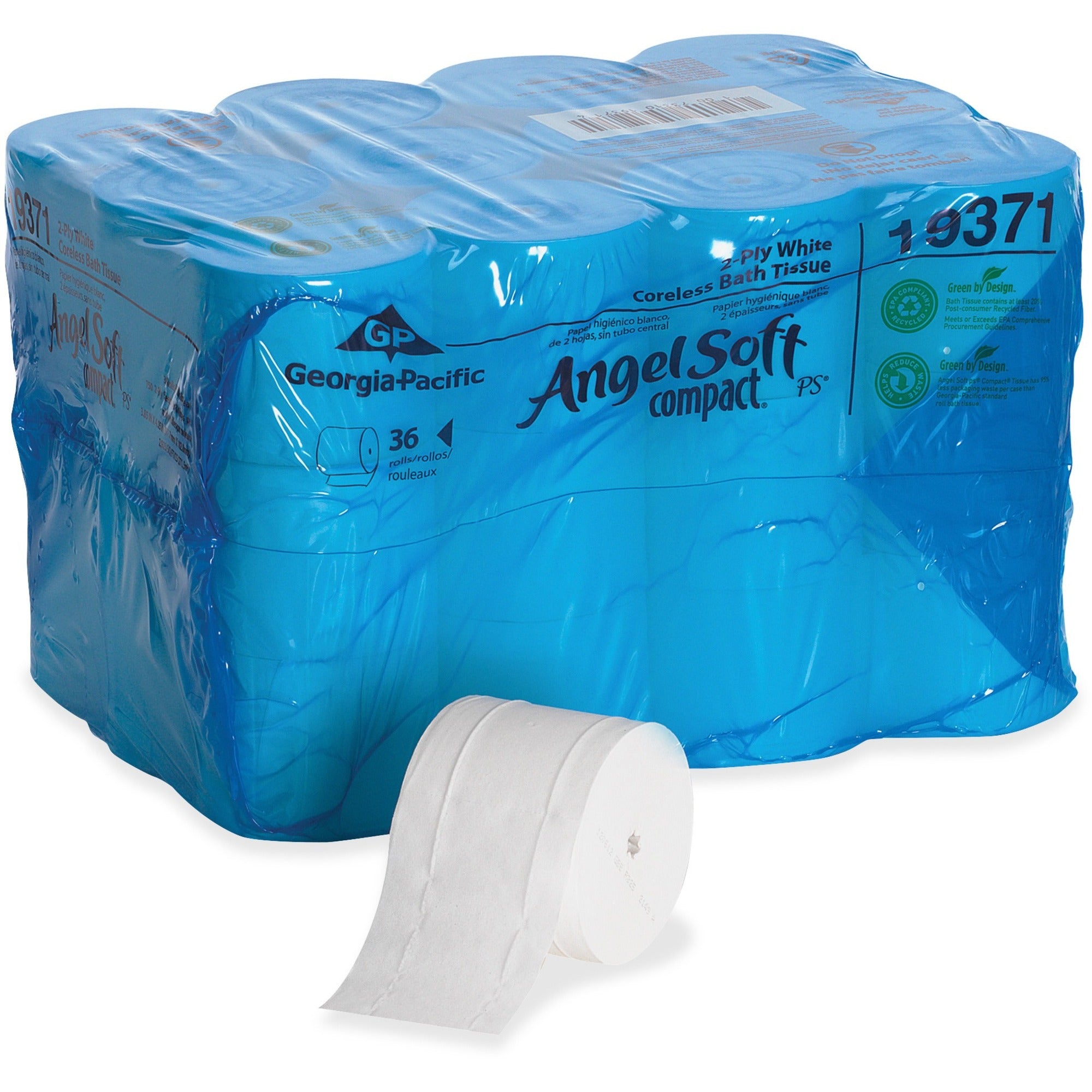Angel Soft Professional Series Compact Premium Embossed Toilet Paper - 2 Ply - 3.85" Width x 4.05" Length - 750 Sheets/Roll - 4.75" Roll Diameter - 1/2" Core - White - 36 Rolls Per Carton - 36 / Carton