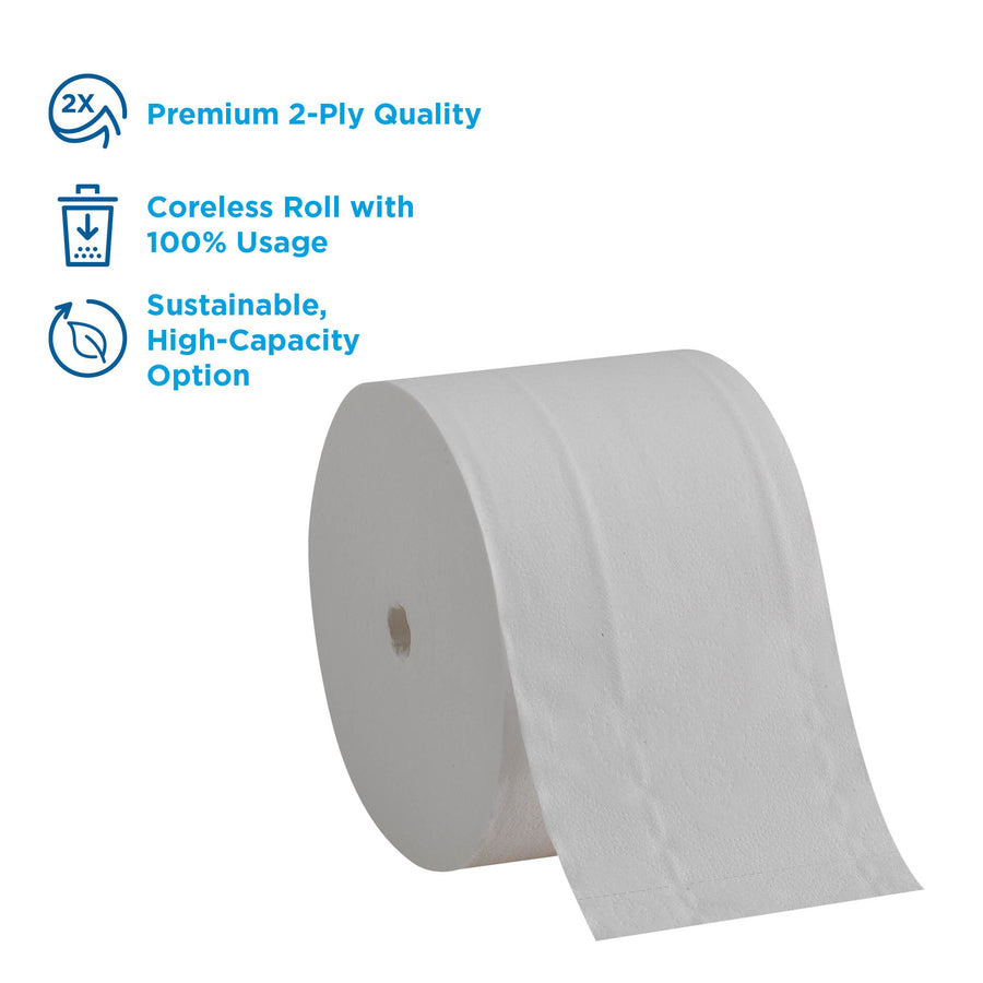 Angel Soft Professional Series Premium Embossed Coreless Toilet Paper - 2 Ply - 3.85" Width x 4.05" Length - 1125 Sheets/Roll - White - 18 / Carton