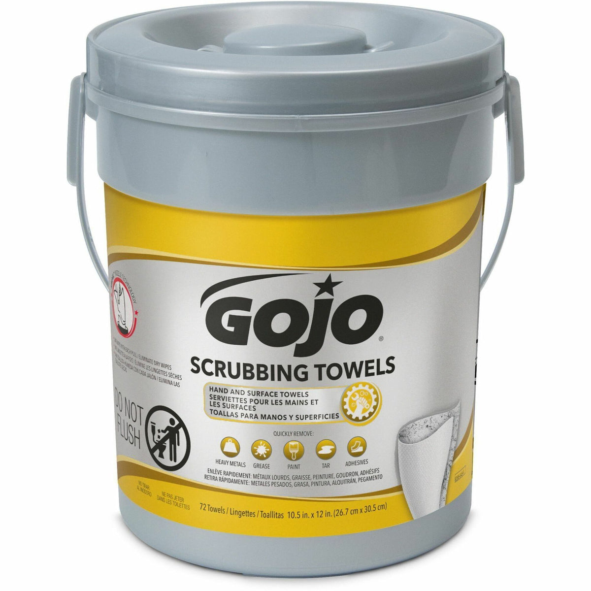Gojo® Scrubbing Towels - 10.50" Width x 13" Length - White - 72/Tub - 1 Each