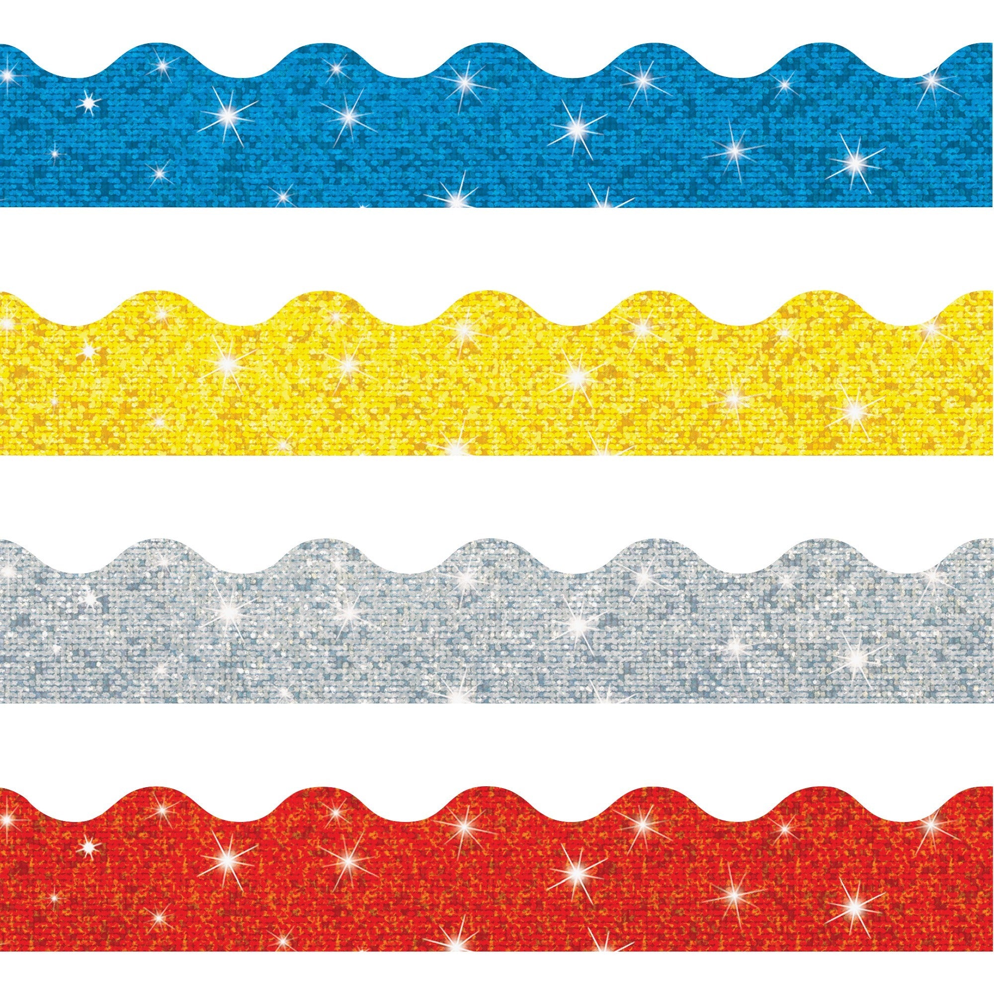 Trend Sparkle Terrific Trimmers Borders - 130 Shape - Blue, Silver, Yellow, Red - 1 Set