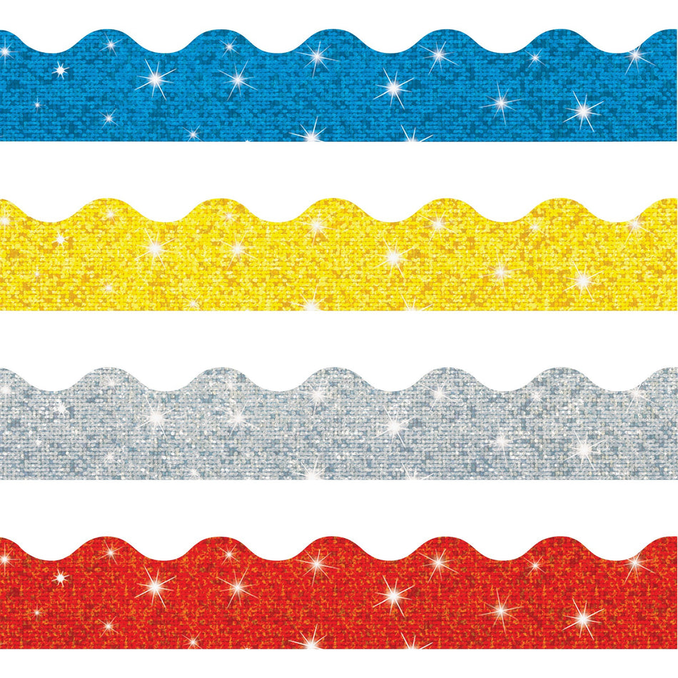 Trend Sparkle Terrific Trimmers Borders - 130 Shape - Blue, Silver, Yellow, Red - 1 Set