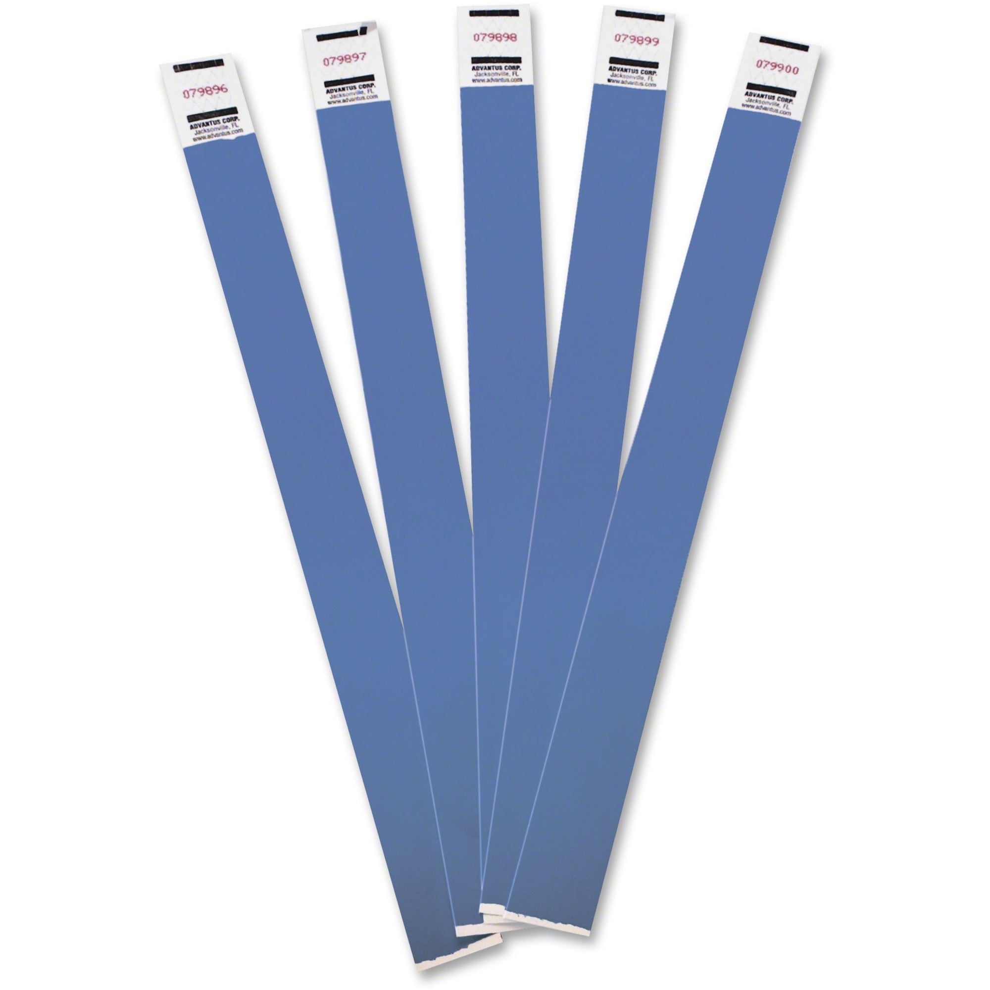 Advantus Tyvek® Wristbands - 3/4" Width x 10" Length - Rectangle - Blue - Tyvek - Adhesive Closure - 100 / Pack