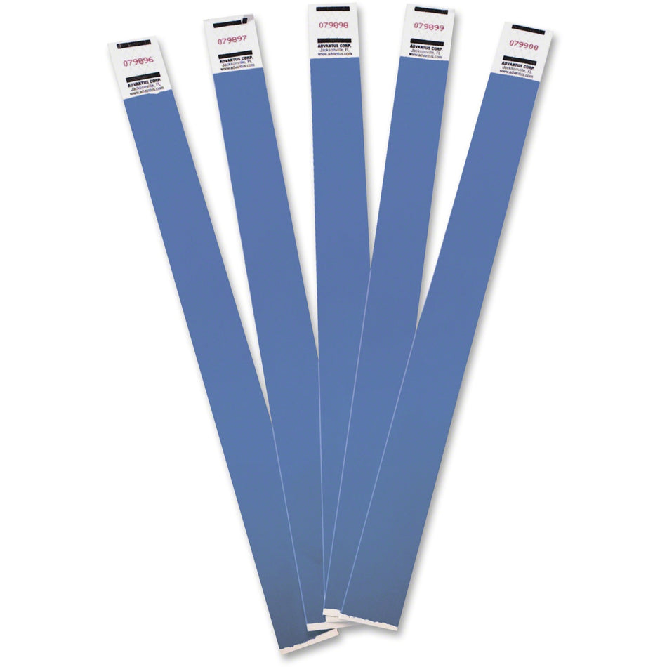 Advantus Tyvek® Wristbands - 3/4" Width x 10" Length - Rectangle - Blue - Tyvek - Adhesive Closure - 100 / Pack