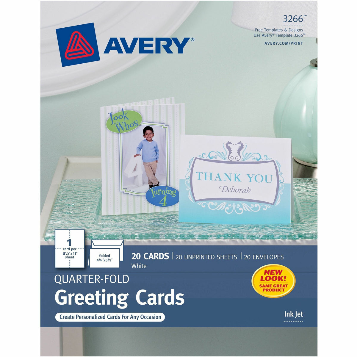 Avery®  Greeting Cards - 97 Brightness - 4 1/4" x 5 1/2" - Matte - Heavyweight - White - 20 / Pack