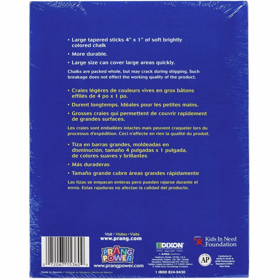 Prang Freart Oversized Chalk - 4" Length x 1" Diameter - Assorted - Non-toxic - 12 / Box