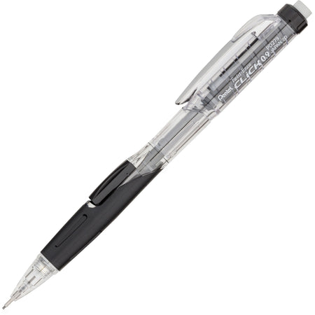 Pentel Twist-Erase Click Mechanical Pencil - 0.9 mm Black Lead - #2, HB - Refillable - Transparent, Black Barrel - 1 Each