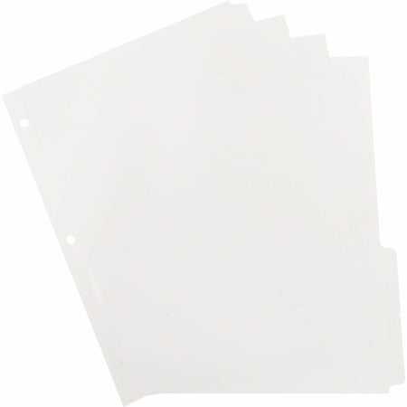 Business Source 3-Ring Plain Tab Indexes - 5 Write-on Tab(s) - 5 Tab(s)/Set - 2" Tab Width - 8.5" Divider Width x 11" Divider Length - Letter - 3 Hole Punched - White Divider - 100% Recycled - Mylar Reinforced Edge, Punched - 100 / Box