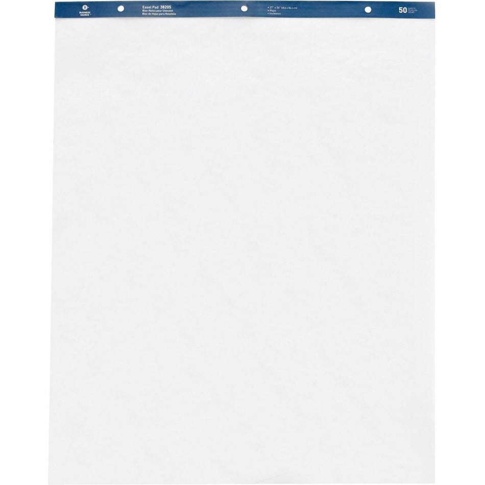 Business Source Standard Easel Pad - 50 Sheets - Plain - 15 lb Basis Weight - 27" x 34" Sheet Size - White Paper - Perforated - 4 / Carton