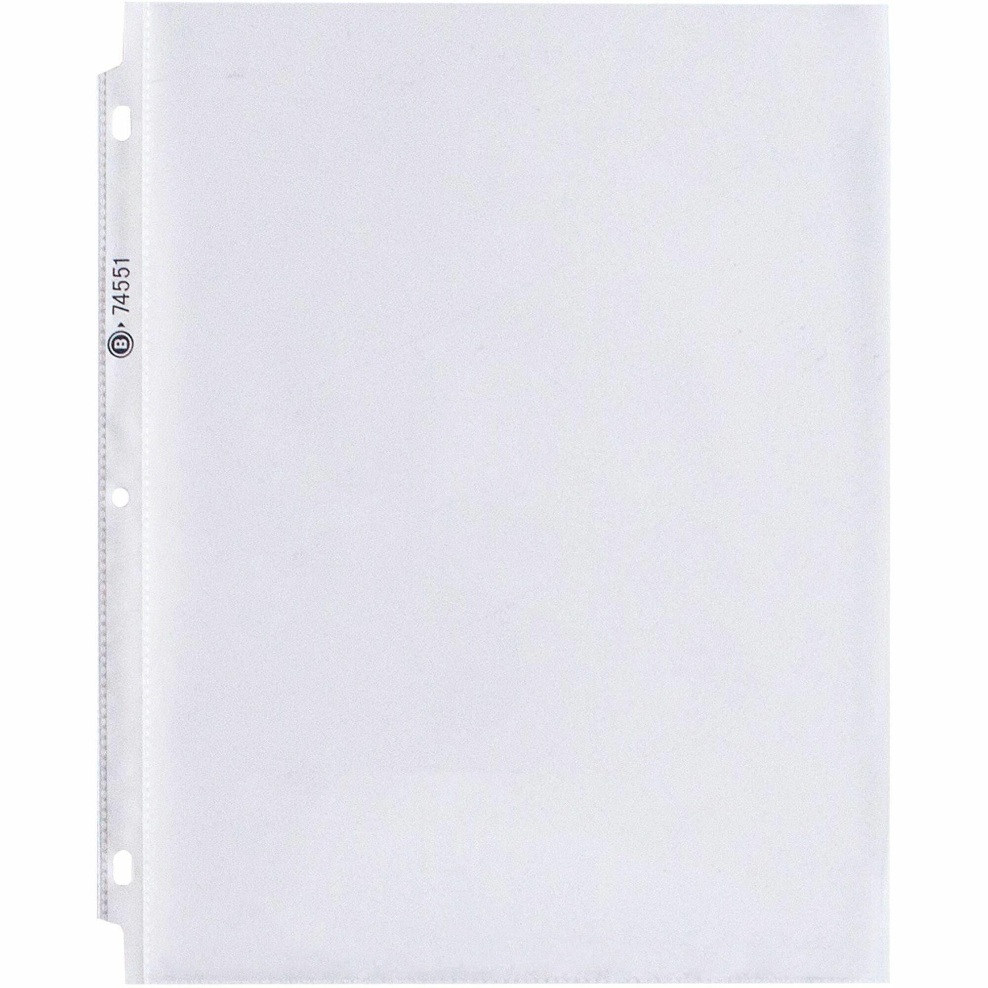 Business Source Top-Loading Poly Sheet Protectors - 11" Height x 9" Width x 1.9 mil Thickness - For Letter 8 1/2" x 11" Sheet - 3 x Holes - Ring Binder - Rectangular - Clear - Polypropylene - 100 / Box