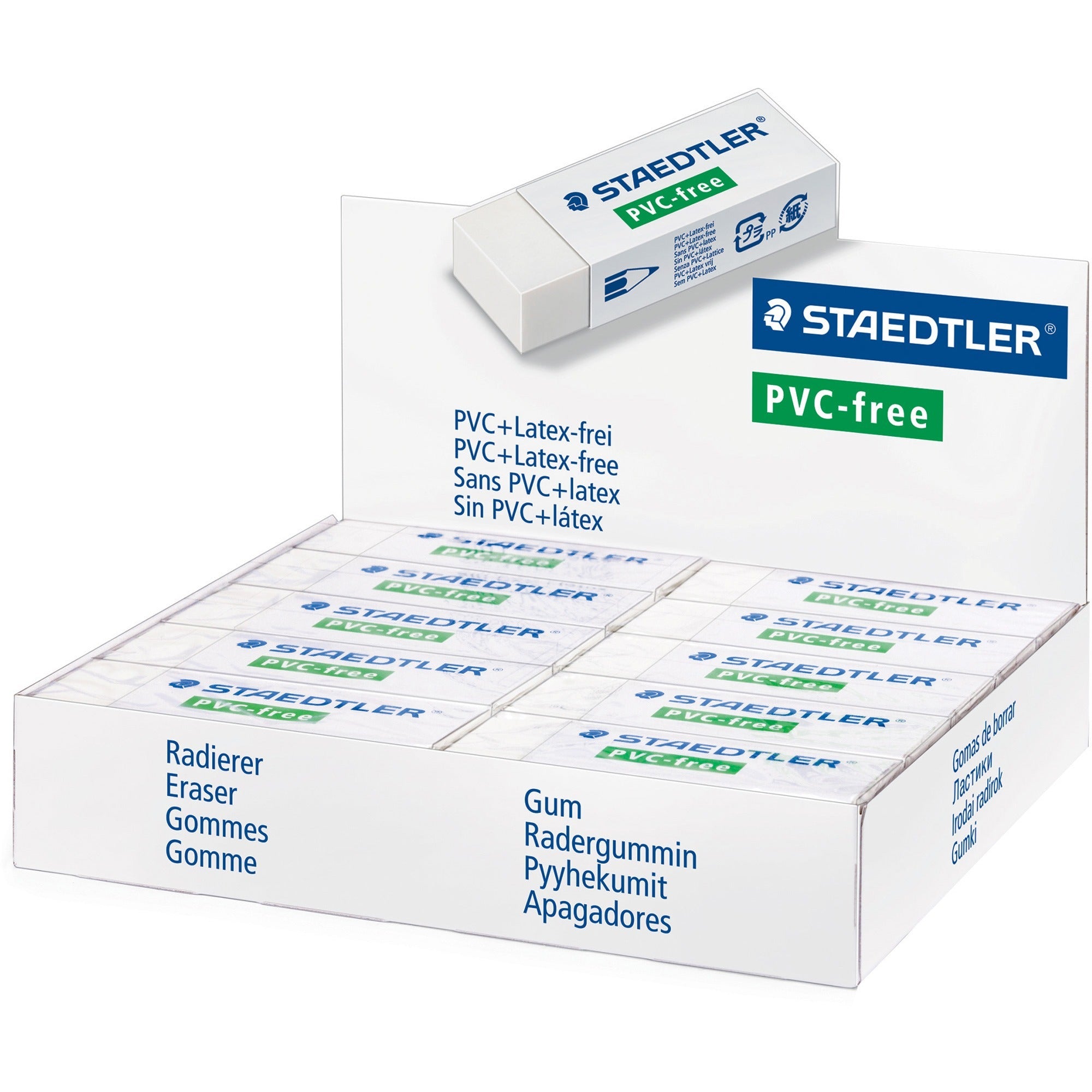 Staedtler PVC Free Eraser - 2.6" Width x 0.5" Height x 0.9" Depth - 1 Each - Latex-free, Smudge-free, PVC-free
