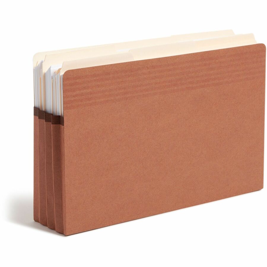 Smead Easy Grip Straight Tab Cut Legal Recycled File Pocket - 8 1/2" x 14" - 3 1/2" Expansion - Pressboard - Redrope - Tear Proof, Reinforced Gusset - 30% Recycled - 25 / Box