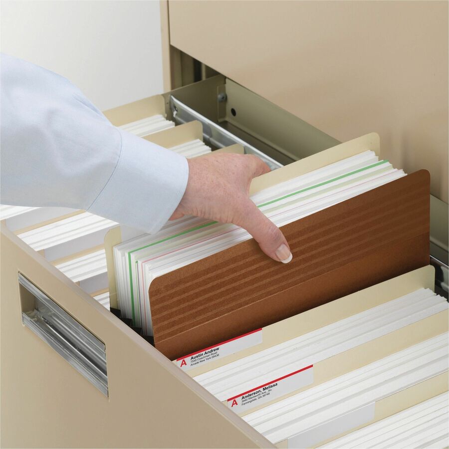 Smead Easy Grip Straight Tab Cut Letter Recycled File Pocket - 8 1/2" x 11" - 5 1/4" Expansion - Redrope - Tear Proof, Tear Resistant - 30% Recycled - 10 / Box