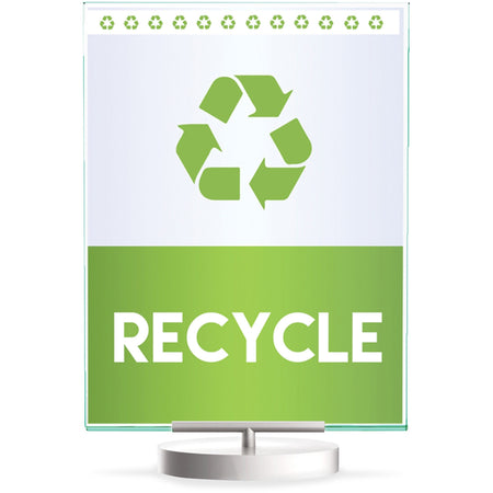 Deflecto Swivel Sign Holder - Support 8.50" x 11" Media - Vertical - 12" Height x 8.6" Width x 1.9" Depth - Plastic - Silver, Green Tint, Clear - 1 Each