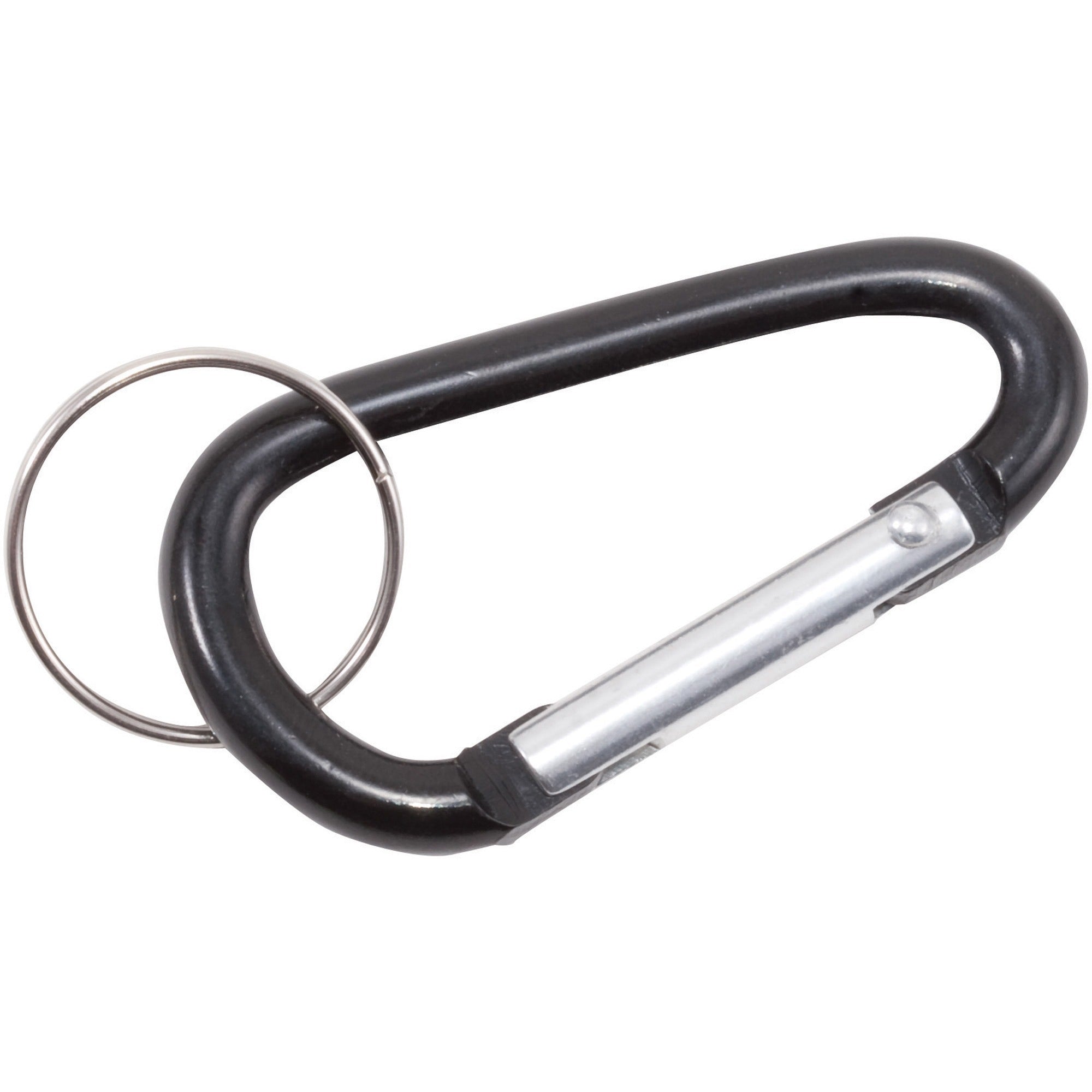 Advantus Split Key Ring Carabiner Key Ring - Aluminum - Black - 10 / Pack