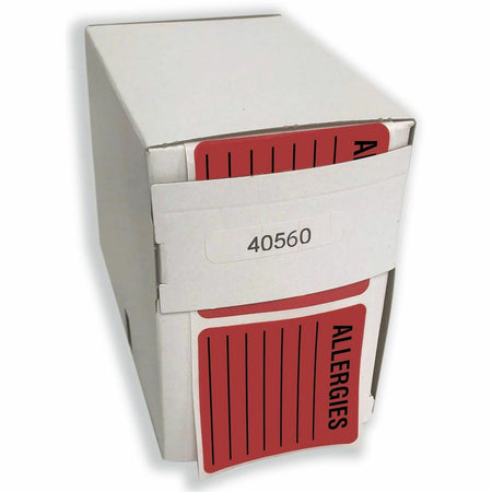 Tabbies Square ALLERGIES Labels - 2" Width x 2" Length - Permanent Adhesive - Square - Fluorescent Red - Self-adhesive - 500 / Roll - 500 / Roll