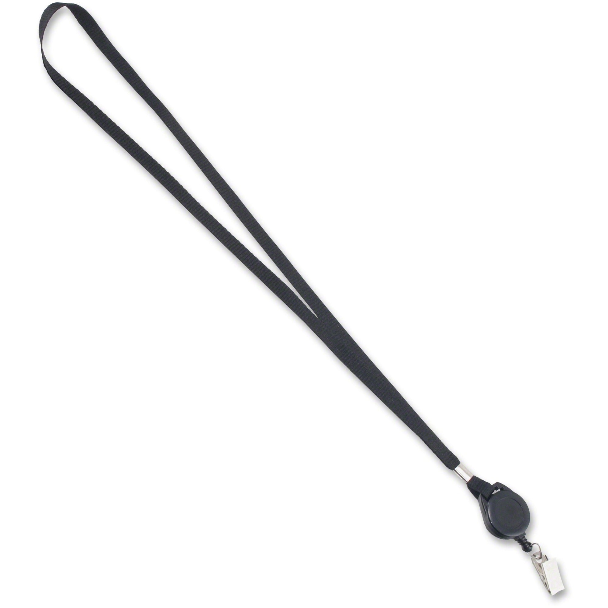 Advantus Retracting ID Reel Badge 36" Lanyard - 36" Length - Black - 12 / Box