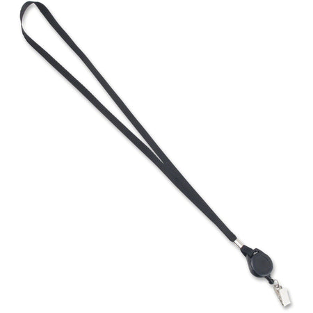 Advantus Retracting ID Reel Badge 36" Lanyard - 36" Length - Black - 12 / Box