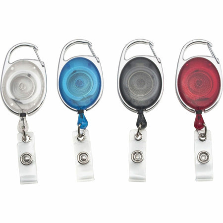 Advantus Retractable Carabiner-Style ID Reel - Extendable, Retractable - Clear, Blue, Smoke, Red - 20 / Pack