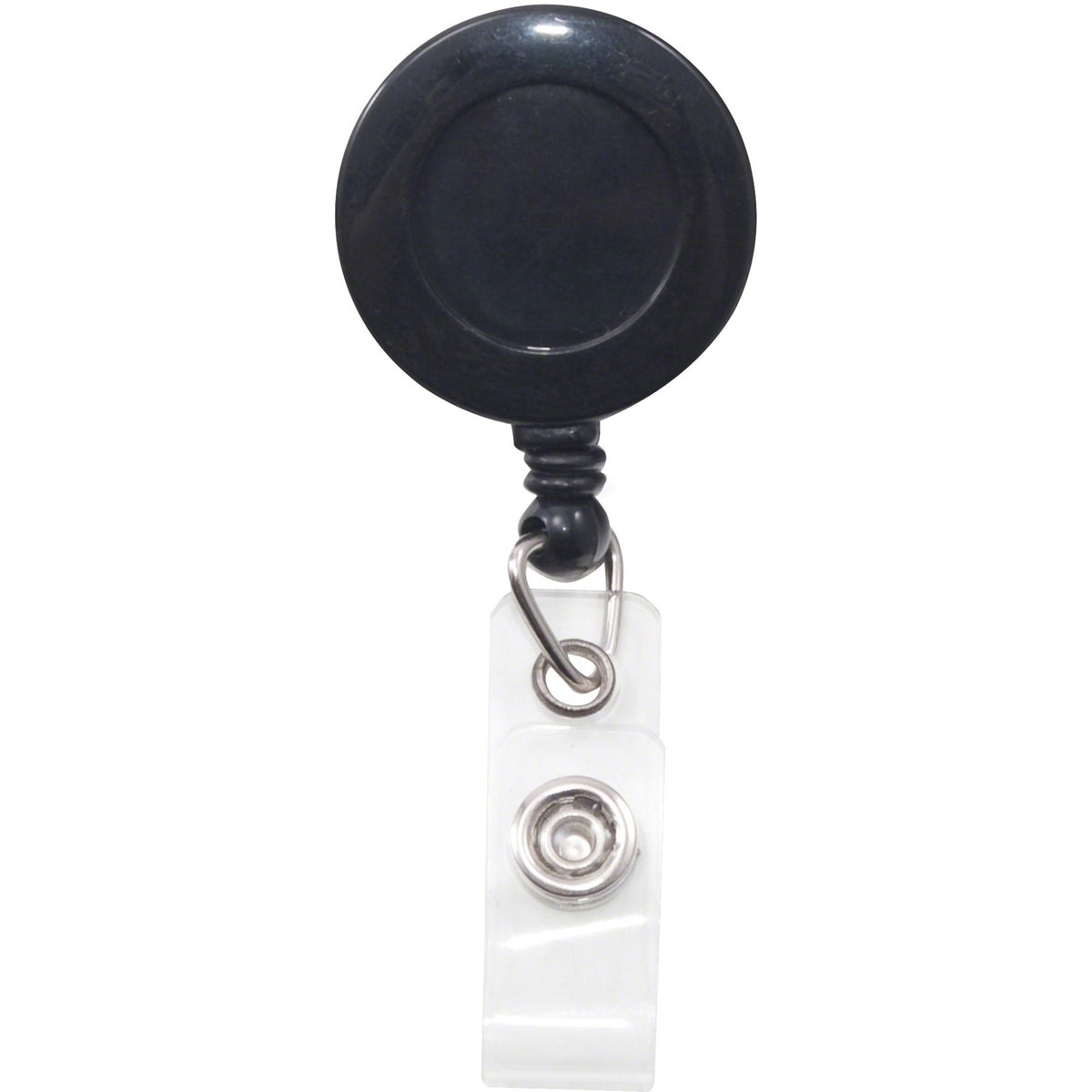 Advantus Swivel-back Clip-on Retractable ID Reel - Nylon, ABS Plastic - Black, Clear - 12 / Pack