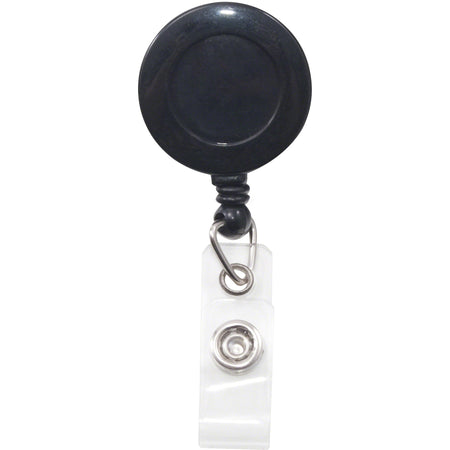 Advantus Swivel-back Clip-on Retractable ID Reel - Nylon, ABS Plastic - Black, Clear - 12 / Pack