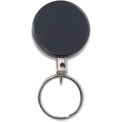 Advantus Heavy-Duty Steel Chain Retracting ID Reel - Steel - Silver, Black - 6 / Pack