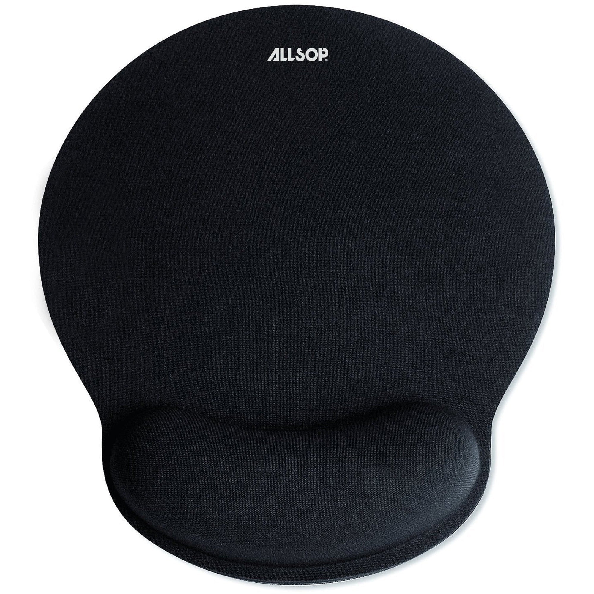 Allsop ComfortFoam Memory Foam Mouse Pad with Wrist Rest - 1" Height x 9" Width x 10" Depth - Black - Memory Foam - Stress Resistant - Mouse - 1 Each