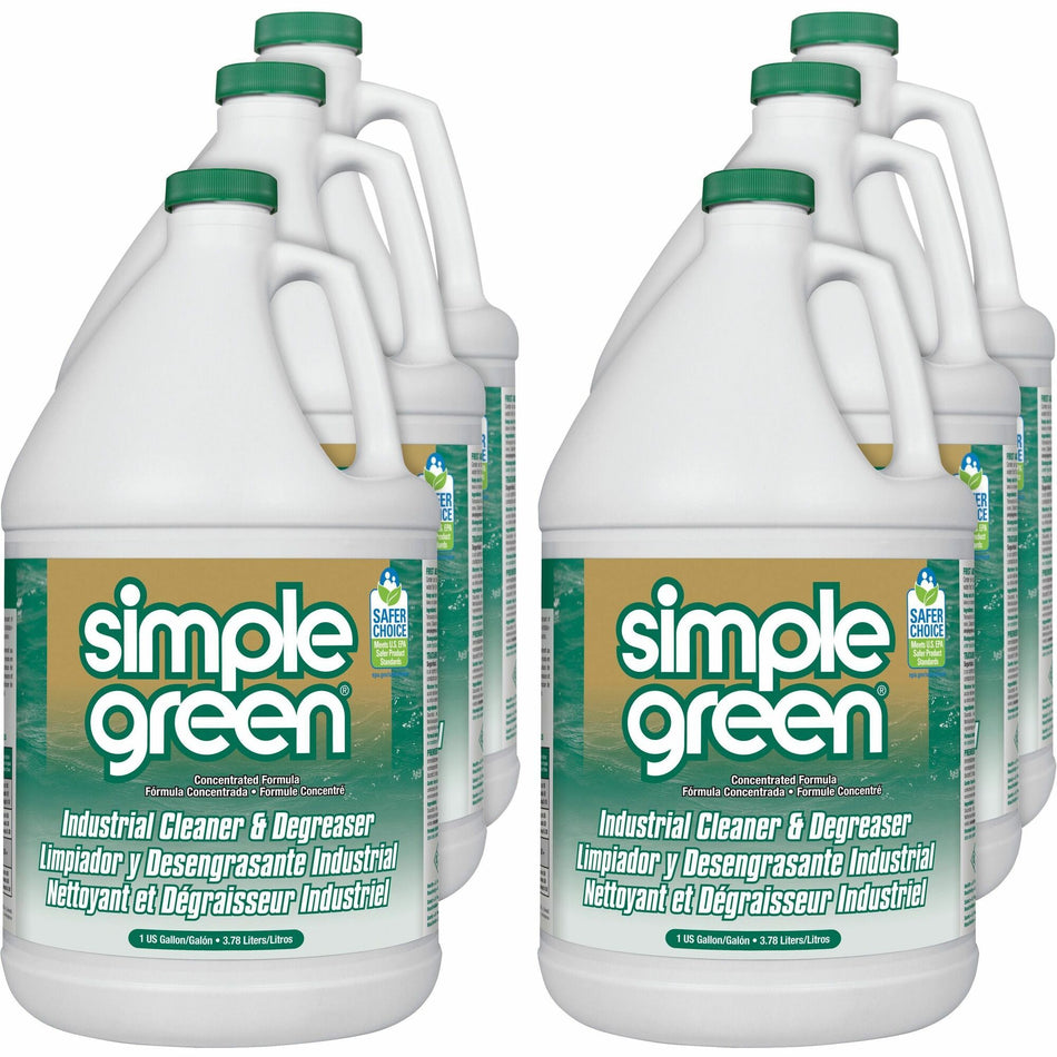 Simple Green Industrial Cleaner/Degreaser - Concentrate - Liquid - 128 fl oz (4 quart) - Original Scent - Non-flammable, Non-abrasive - Green - 6 / Carton