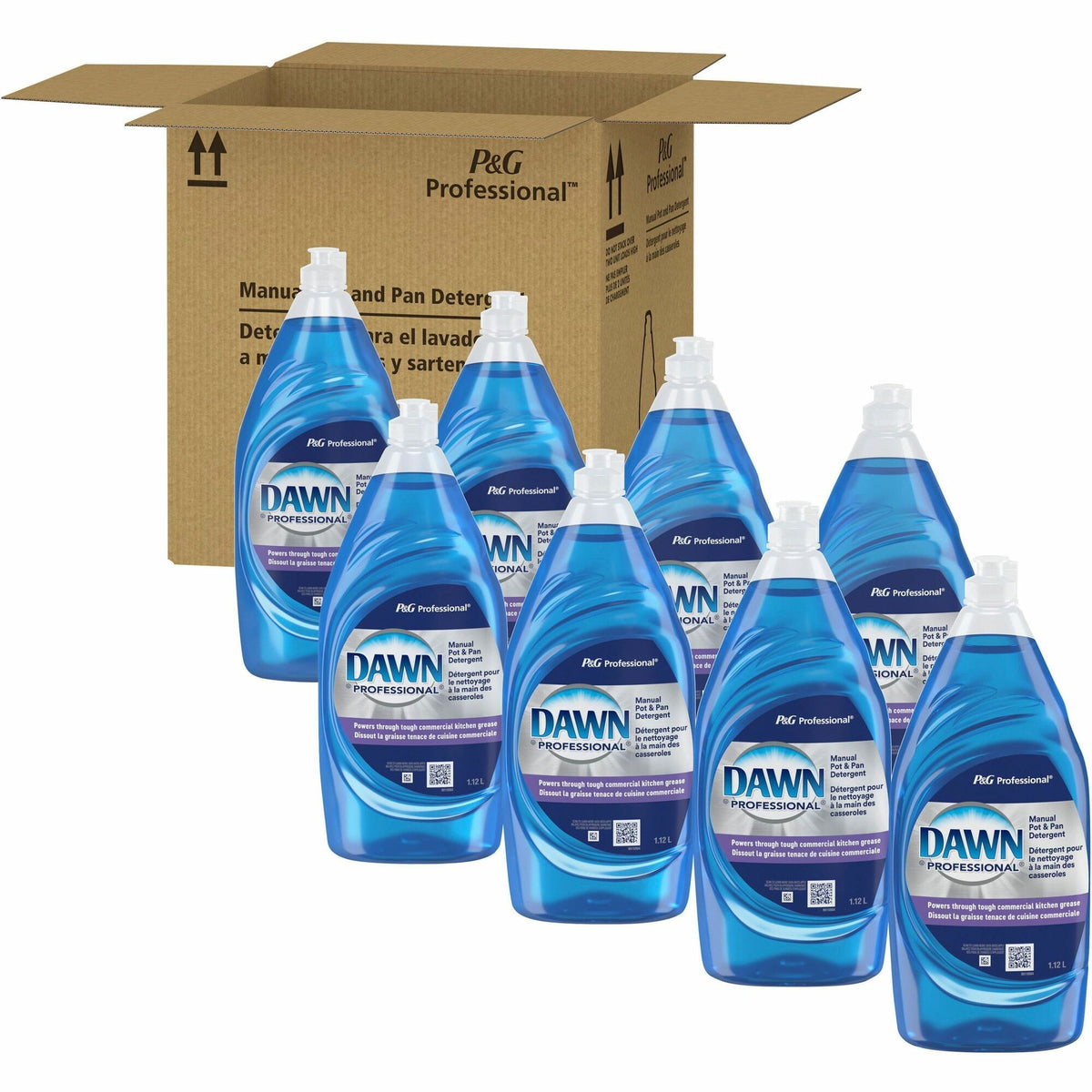 Dawn Manual Dishwashing Liquid - For Pot, Pan - Liquid - 38 fl oz (1.2 quart) - Blue - 8 / Carton