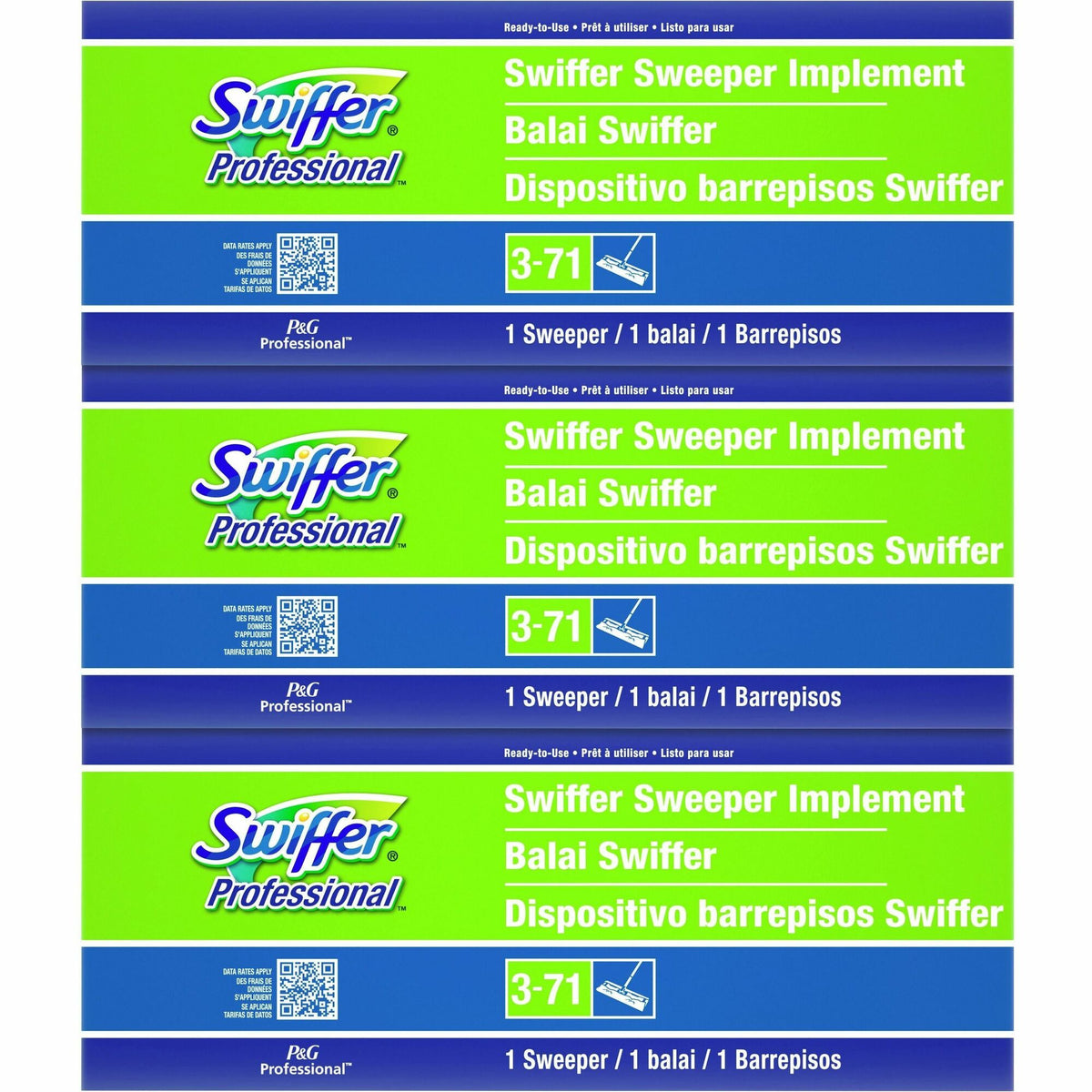 Swiffer Professional Sweeper - 10" Width Head - Swivel Head, Lightweight - Green - 3 / Carton