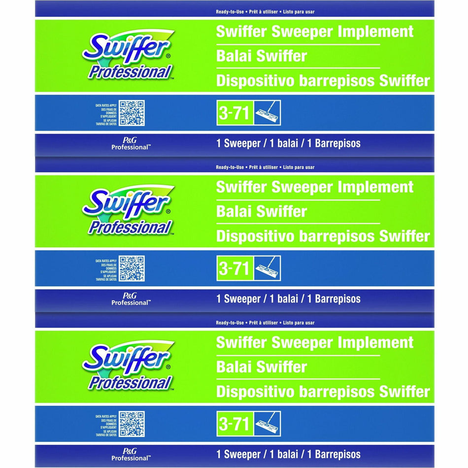 Swiffer Professional Sweeper - 10" Width Head - Swivel Head, Lightweight - Green - 3 / Carton