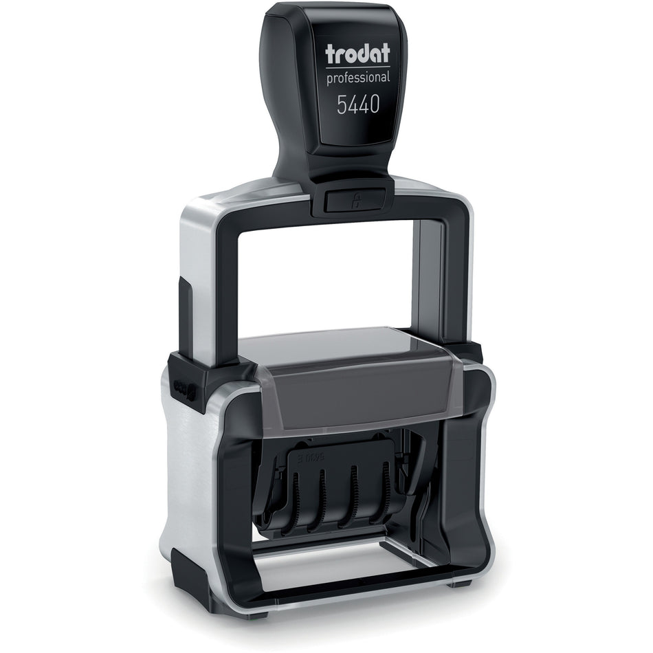 Trodat Professional 5-in-1 Date Stamp - Date Stamp - ENTERED, PAID, FAXED, RECEIVED - 10000 Impression(s) - Blue, Red - Recycled - 1 Each