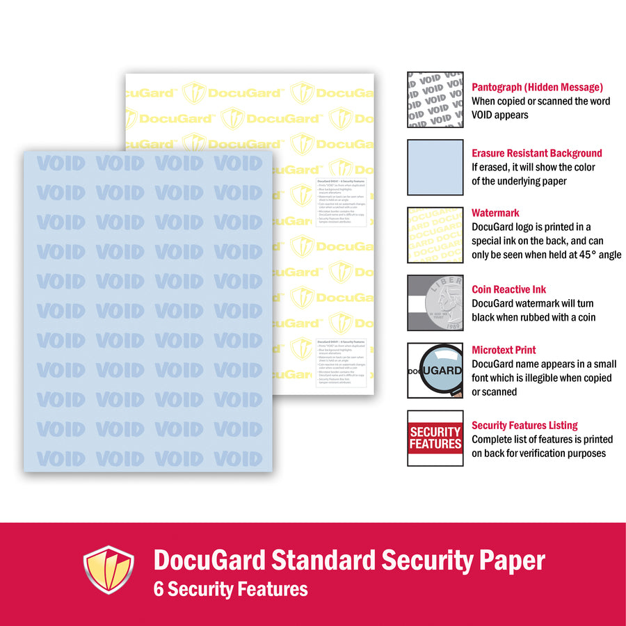 DocuGard Standard Medical Security Paper - Letter - 8 1/2" x 11" - 24 lb Basis Weight - Tamper Resistant, CMS Approved - Blue - 500 / Ream