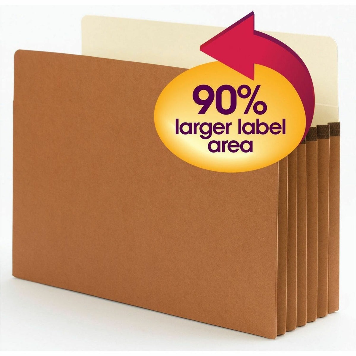 Smead SuperTab Straight Tab Cut Letter Recycled File Pocket - 8 1/2" x 11" - 5 1/4" Expansion - Redrope - Tear Resistant, Reinforced Gusset - 30% Recycled - 10 / Box