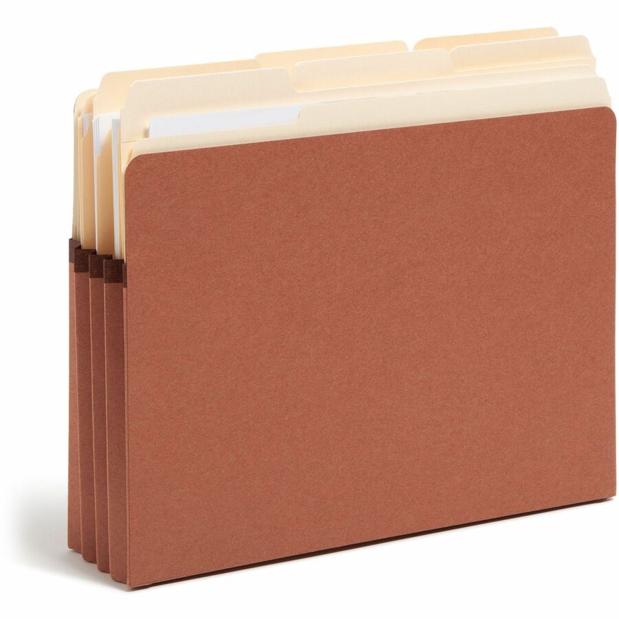 Smead SuperTab Straight Tab Cut Letter Recycled File Pocket - 8 1/2" x 11" - 3 1/2" Expansion - Redrope - Tear Resistant, Reinforced Gusset - 30% Recycled - 25 / Box