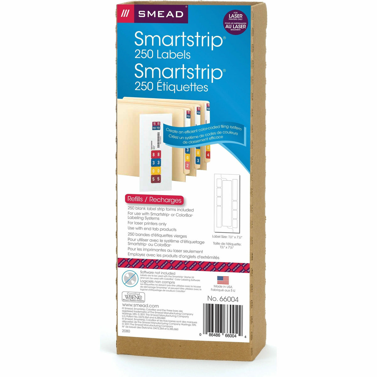 Smead Smartstrip Labels Refill Pack - 7 1/2" Width x 1 1/2" Length - Laser - 250 / Pack