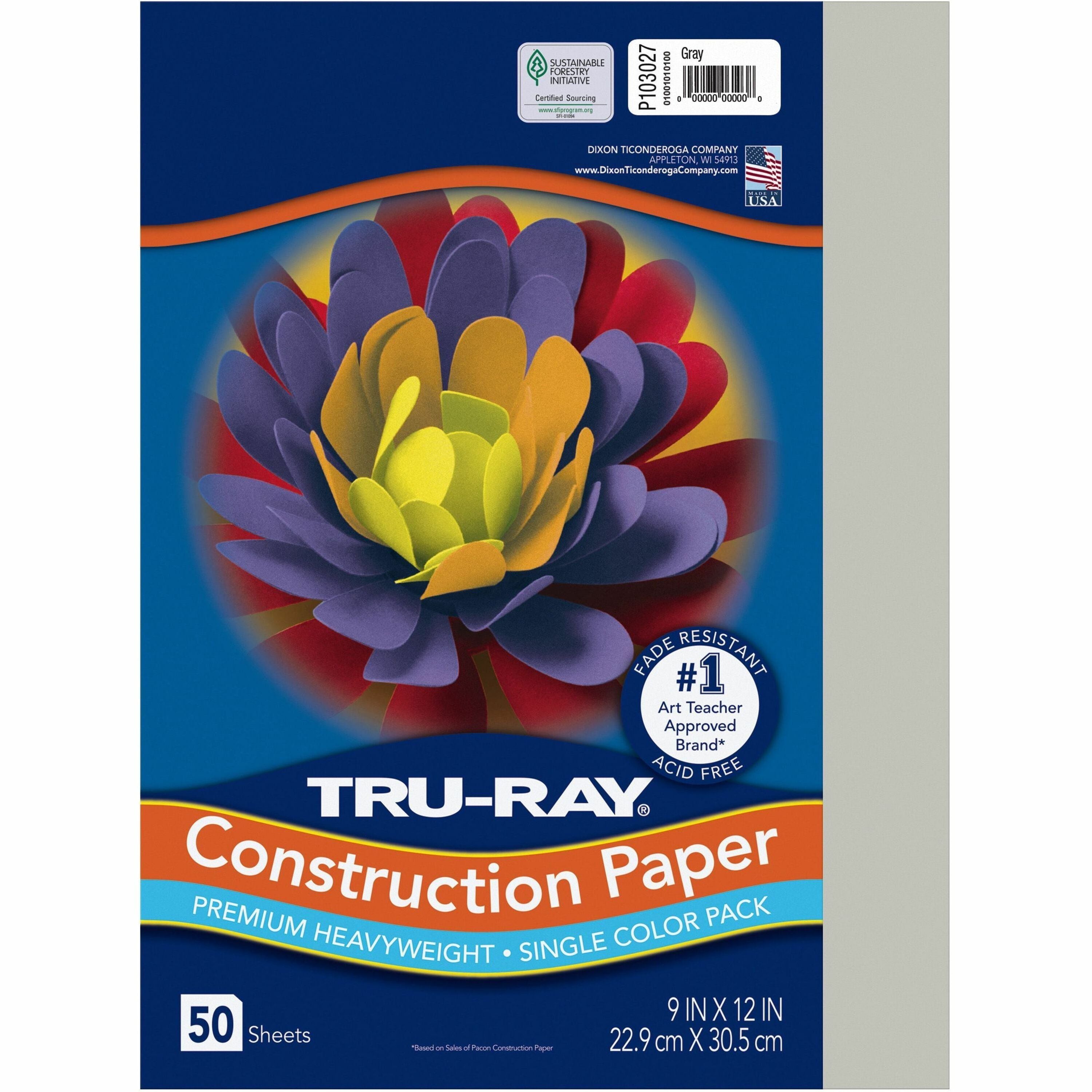 Tru-Ray Construction Paper - Project, Bulletin Board - 12" Width x 9" Length - Gray - Sulphite - 50 / Pack